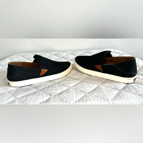 OluKai Pehuea Slip On Loafers BLACK Sz 8.5 - Picture 4 of 8